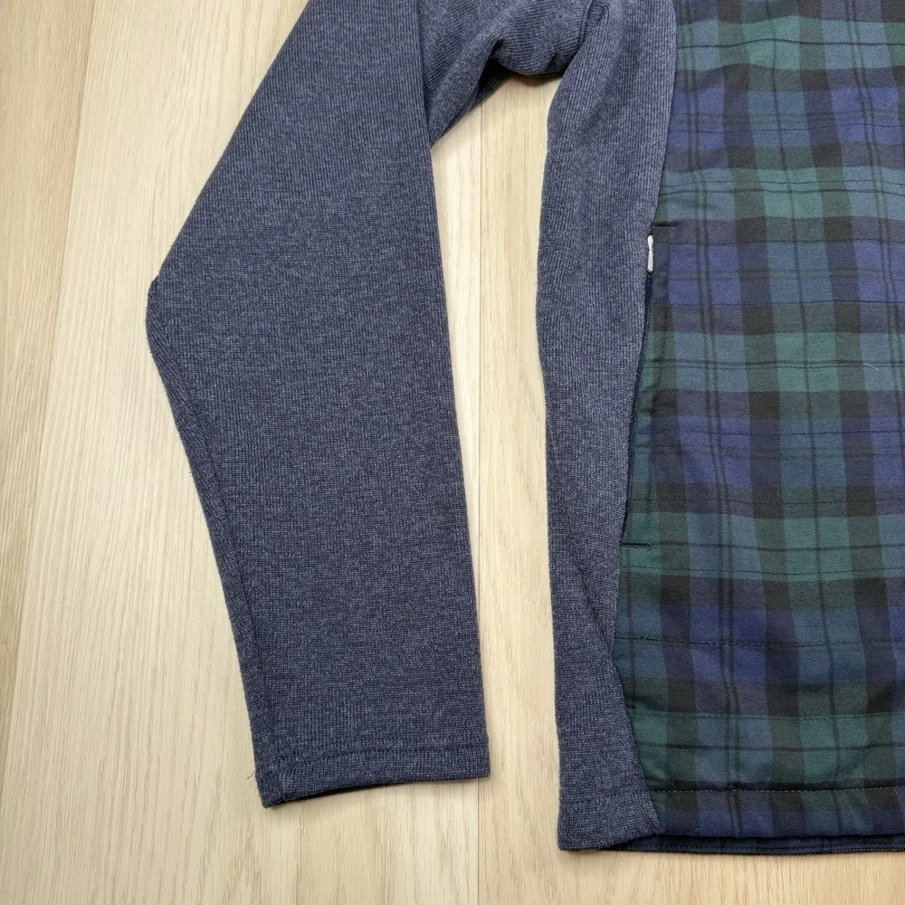 PETER MILLAR Flannel Merge Hybrid Full Zip Golf Jacket Blue Plaid Mens Size XL